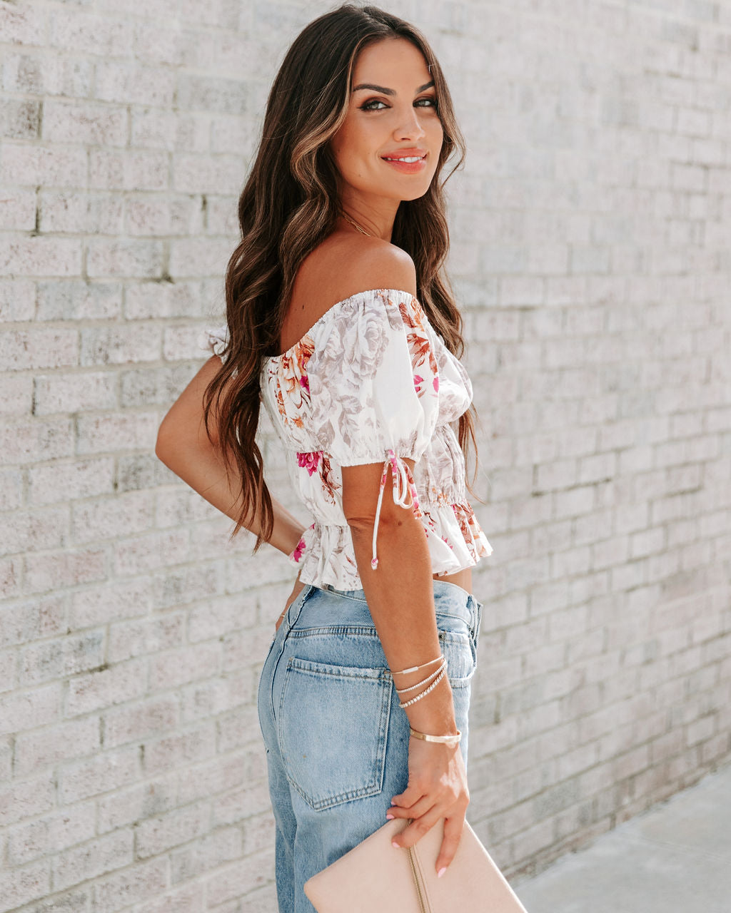 Providencia Floral Puff Sleeve Crop Top - FINAL SALE