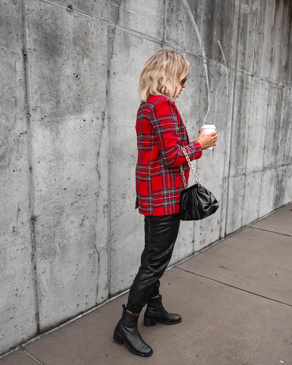 Eve Pocketed Plaid Blazer