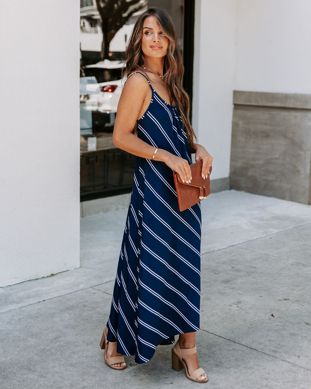 Powell Striped Adjustable Maxi Dress - Navy - FINAL SALE