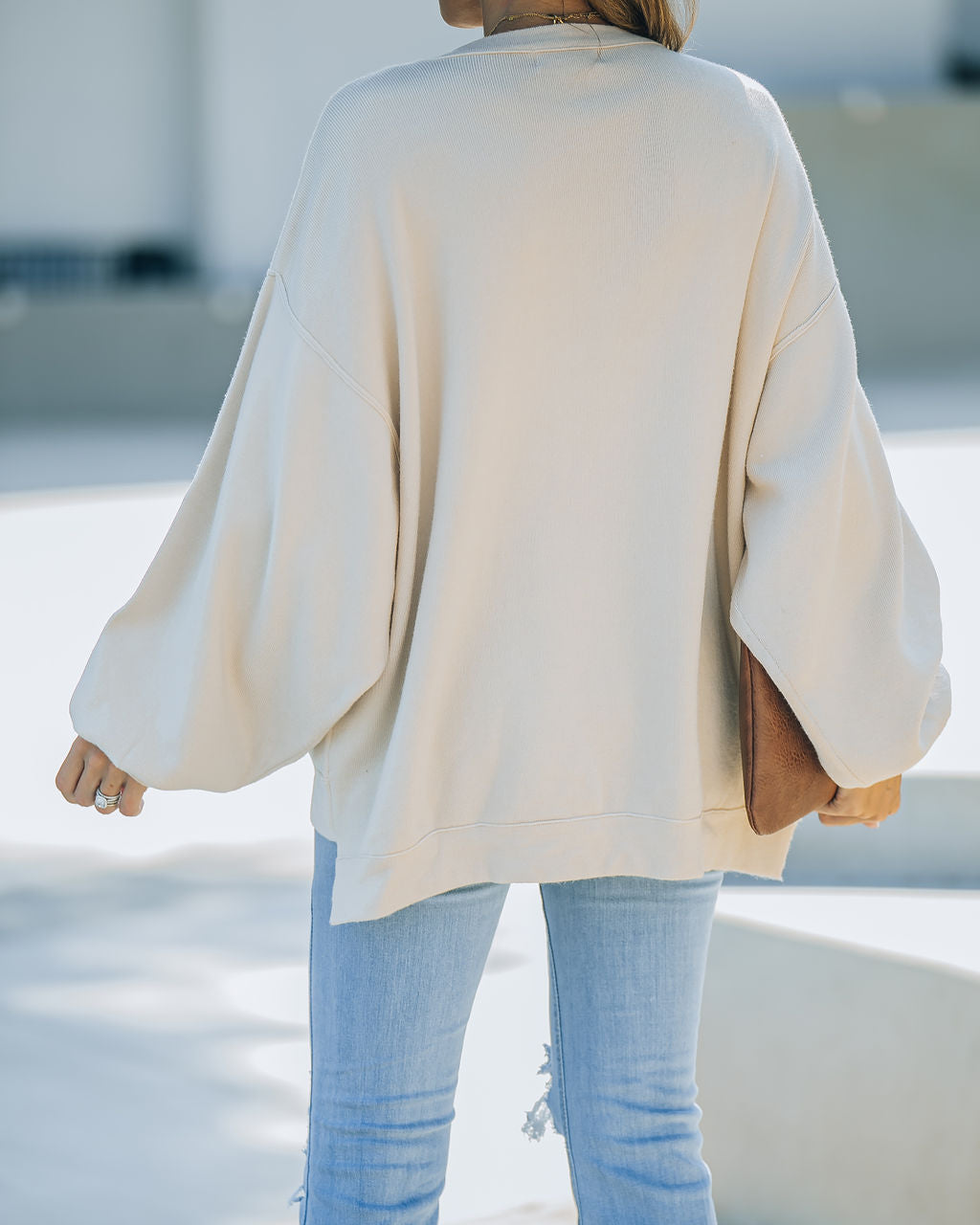 Running Errands Knit Oversized Pullover Sweater - Cream