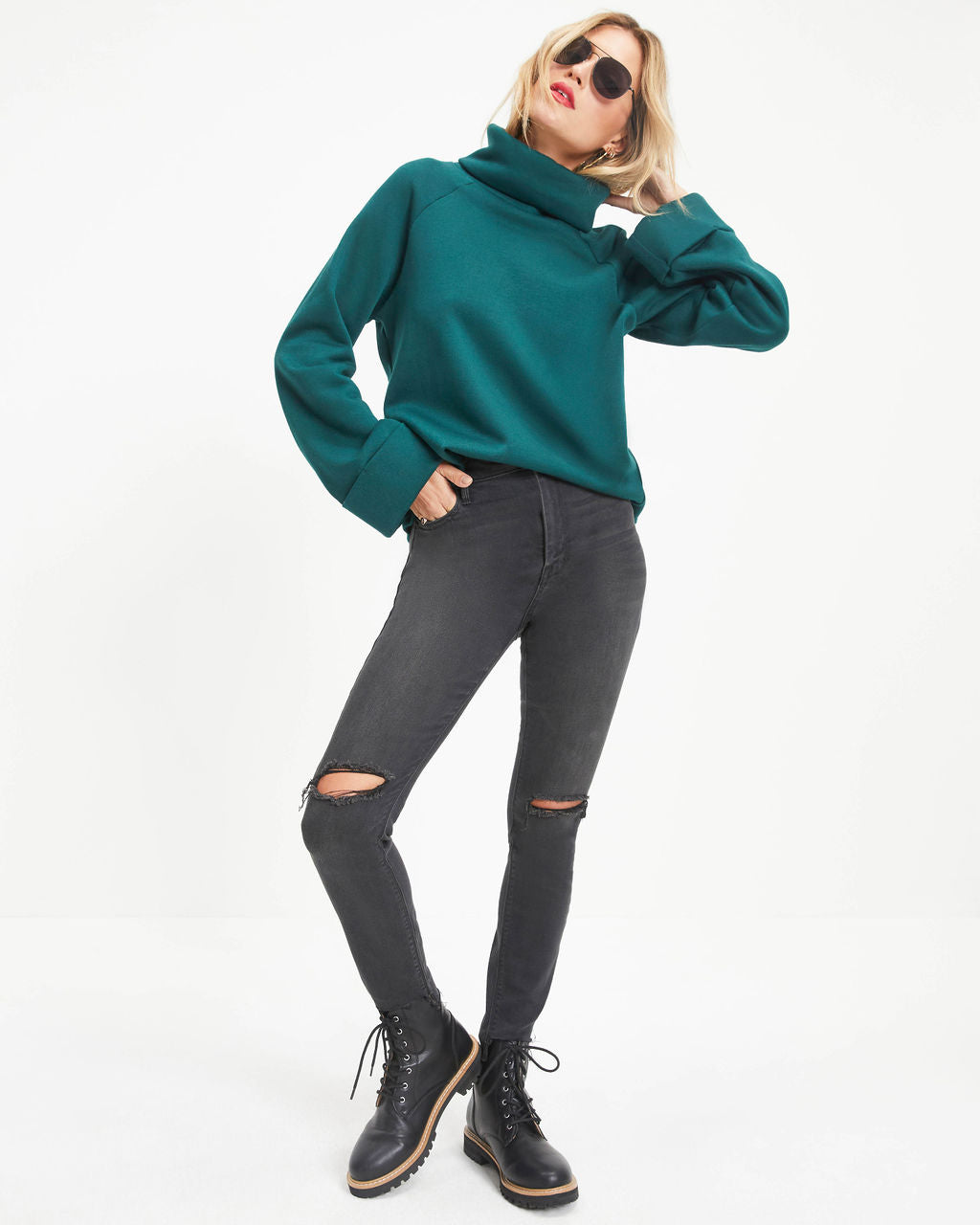 Ezra Turtleneck Pullover Sweater - Hunter Green