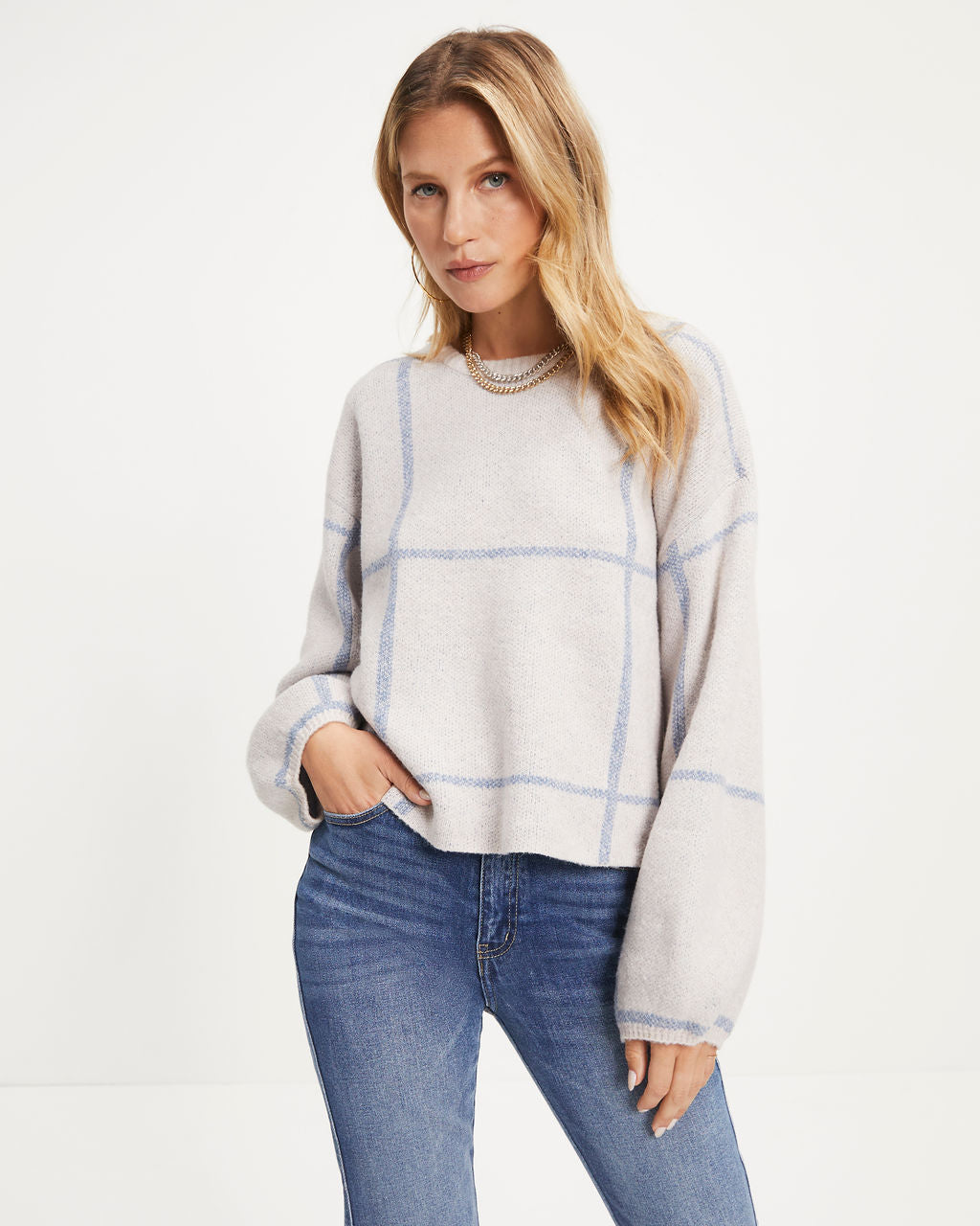 Crystal Bay Knit Pullover Sweater - Grey