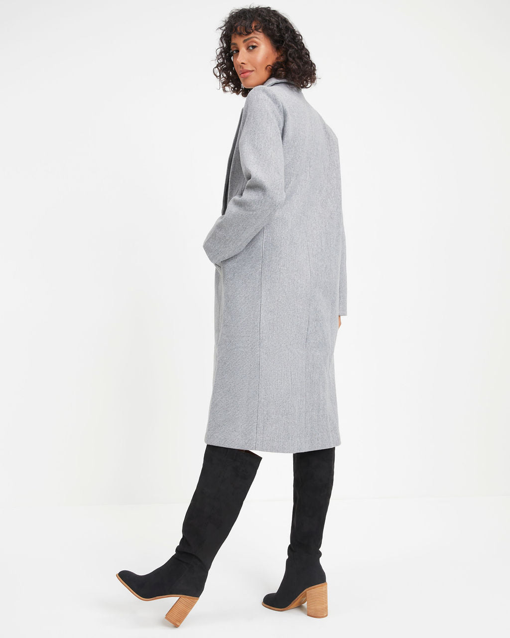 Breezy City Fall Pocketed Coat - Grey