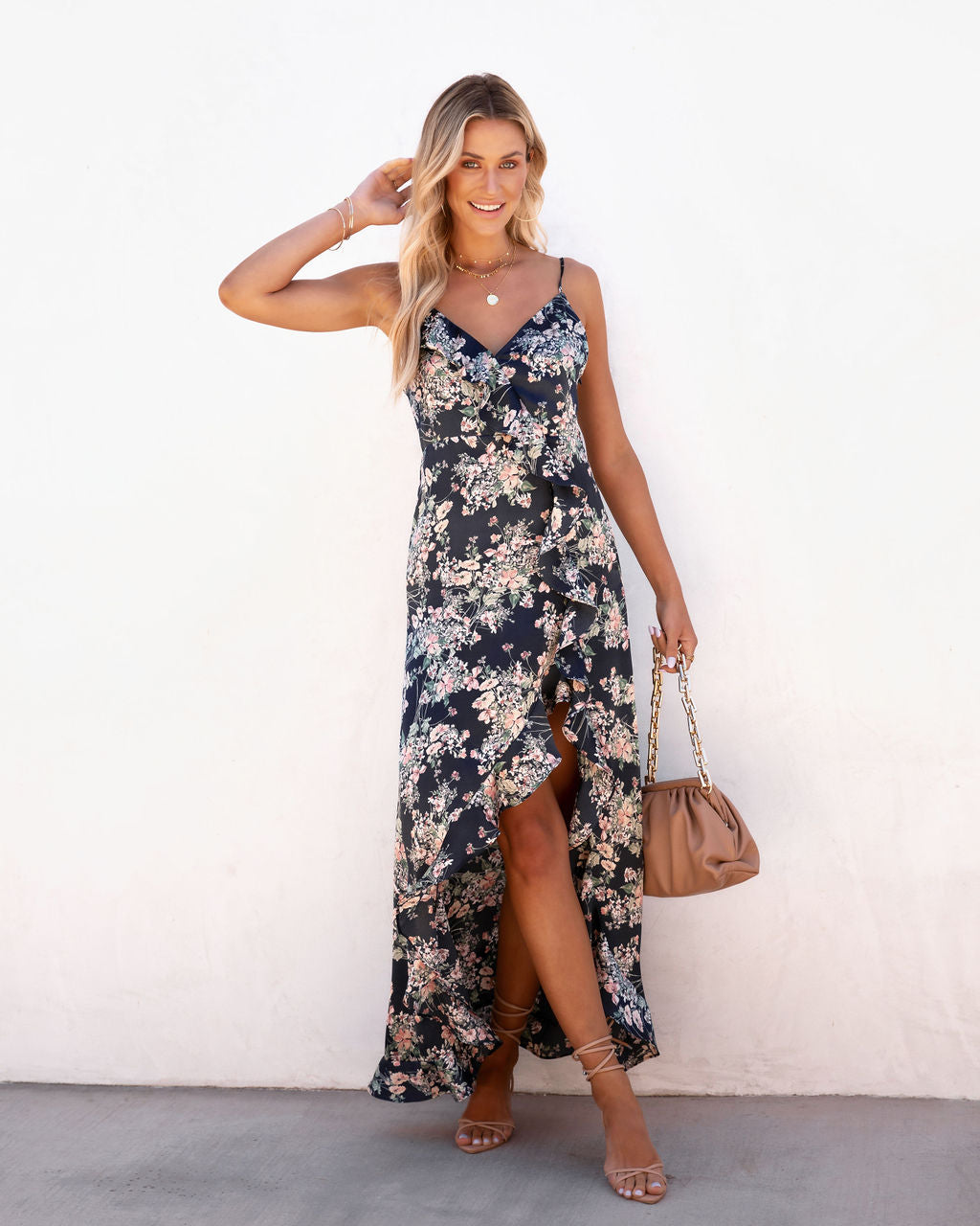 Christabella Satin Ruffle Maxi Dress - FINAL SALE