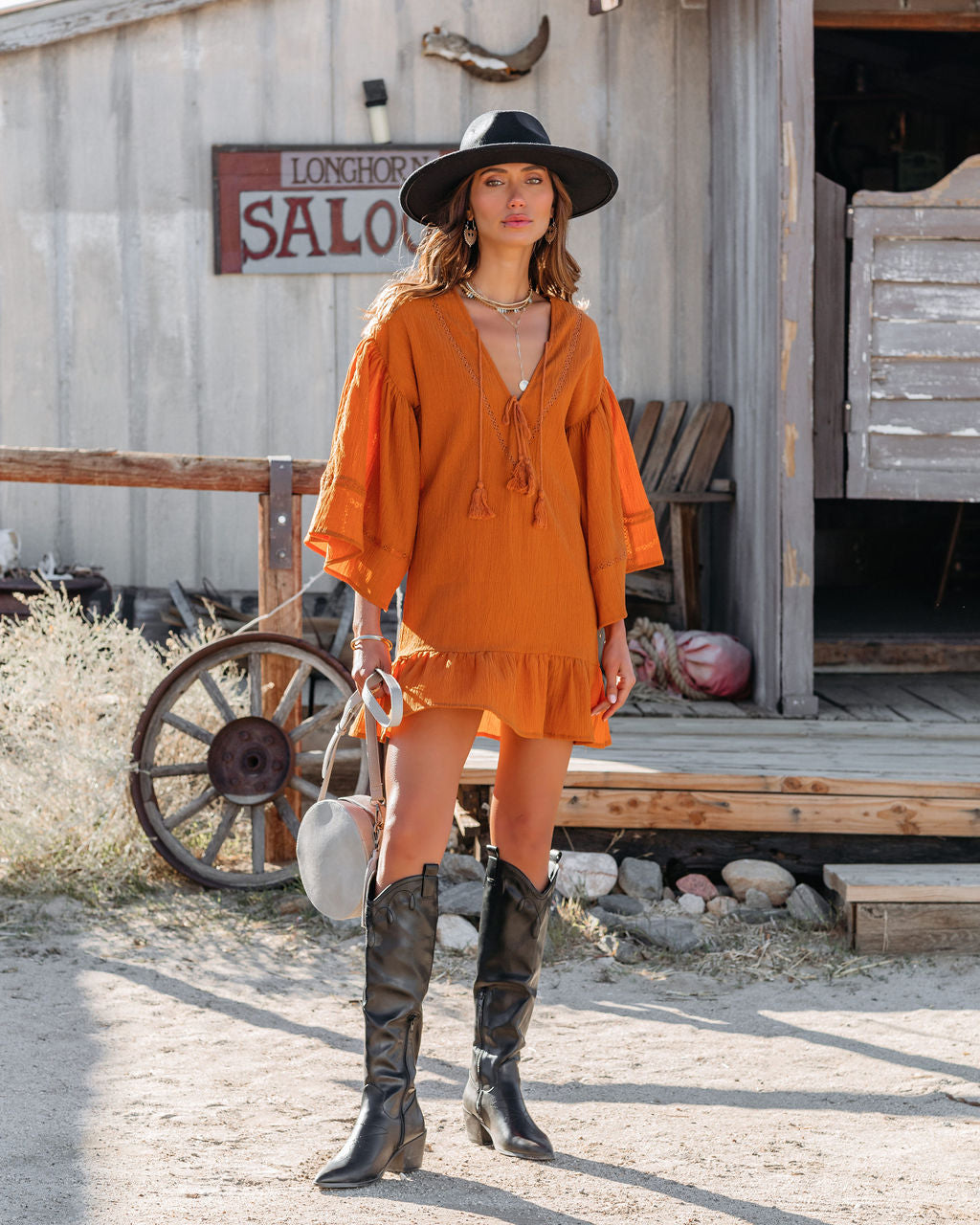 Guava Soft Crinkled Tassel Dress - SALE