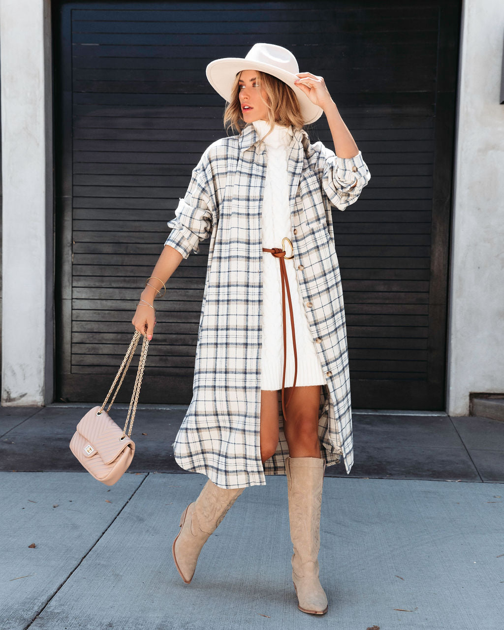 Fall Plaid Vibes Long Line Jacket