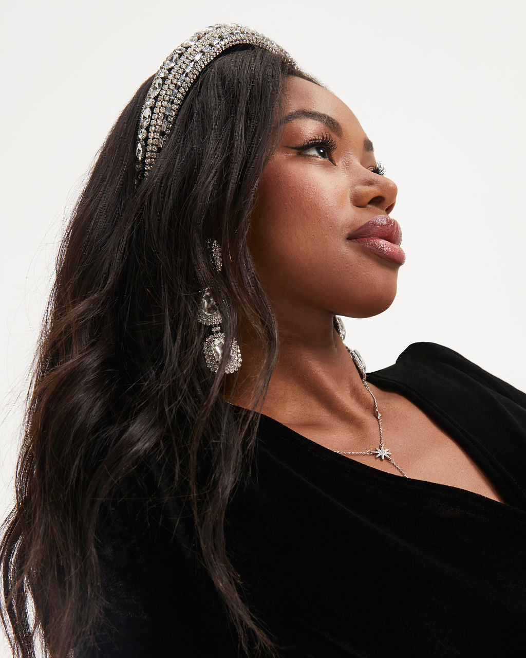 Shashi - Tiffany Embellished Puff Headband - Black