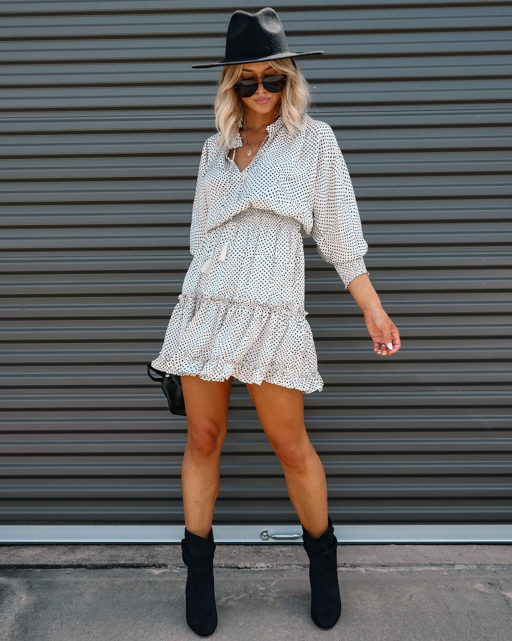 Nicolette Polka Dot Tiered Mini Dress