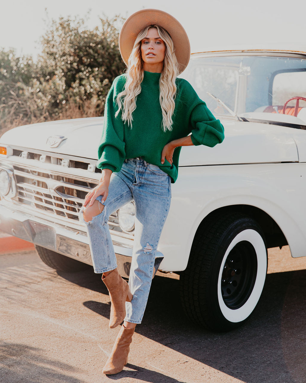 Amsterdam Mock Neck Sweater - Kelly Green