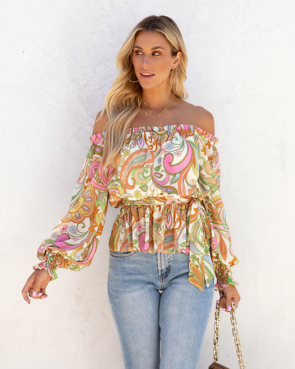Groovy Gal Paisley Off The Shoulder Top - FINAL SALE