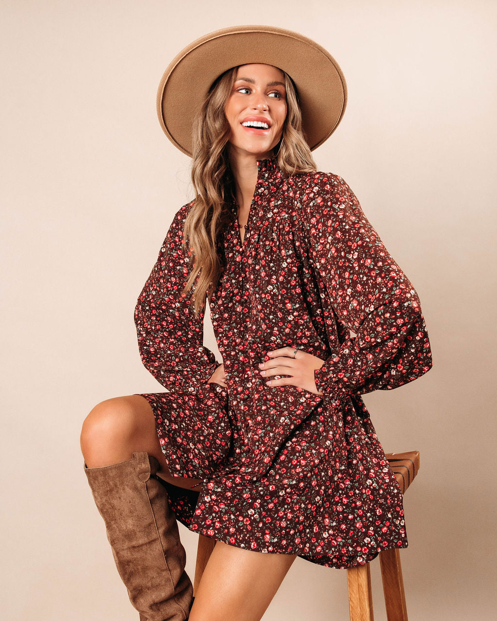 Grateful Hearts Floral Mini Dress