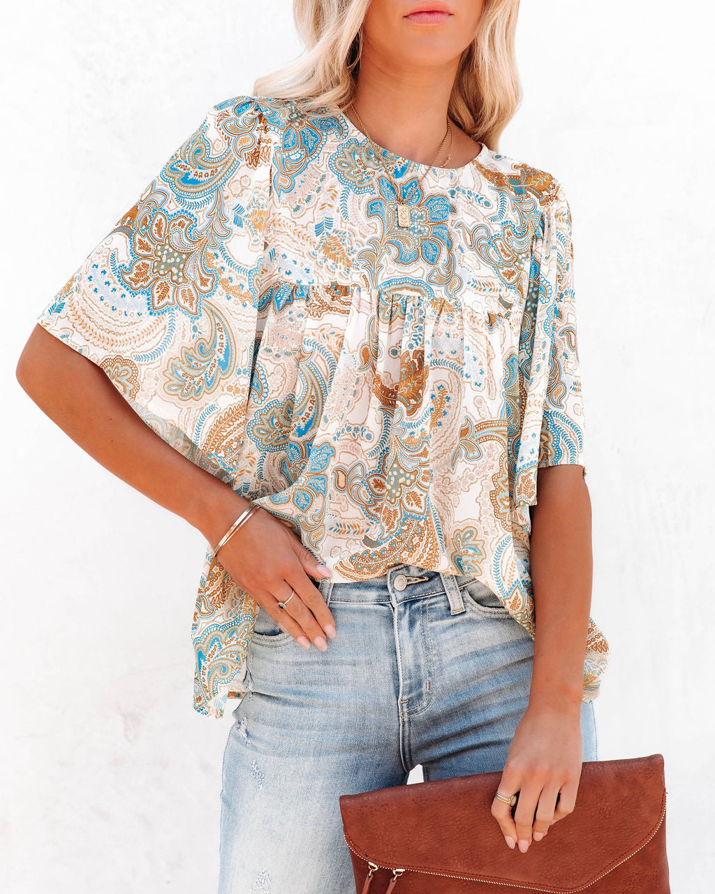 Karanella Paisley Print Babydoll Top - FINAL SALE