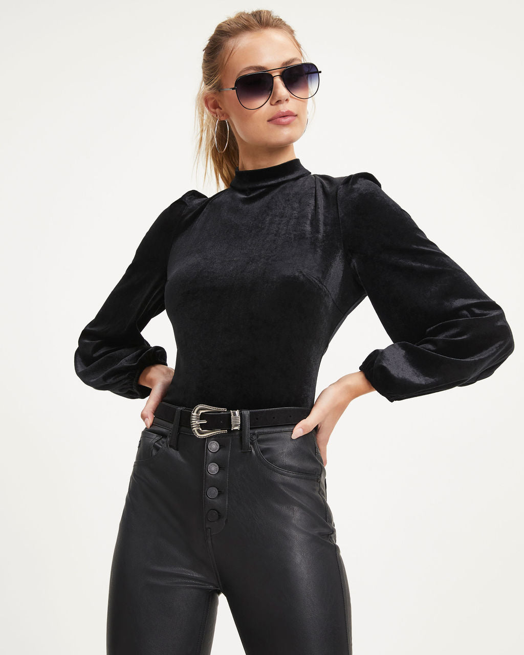 On Another Level Velvet Tie Back Top - Black