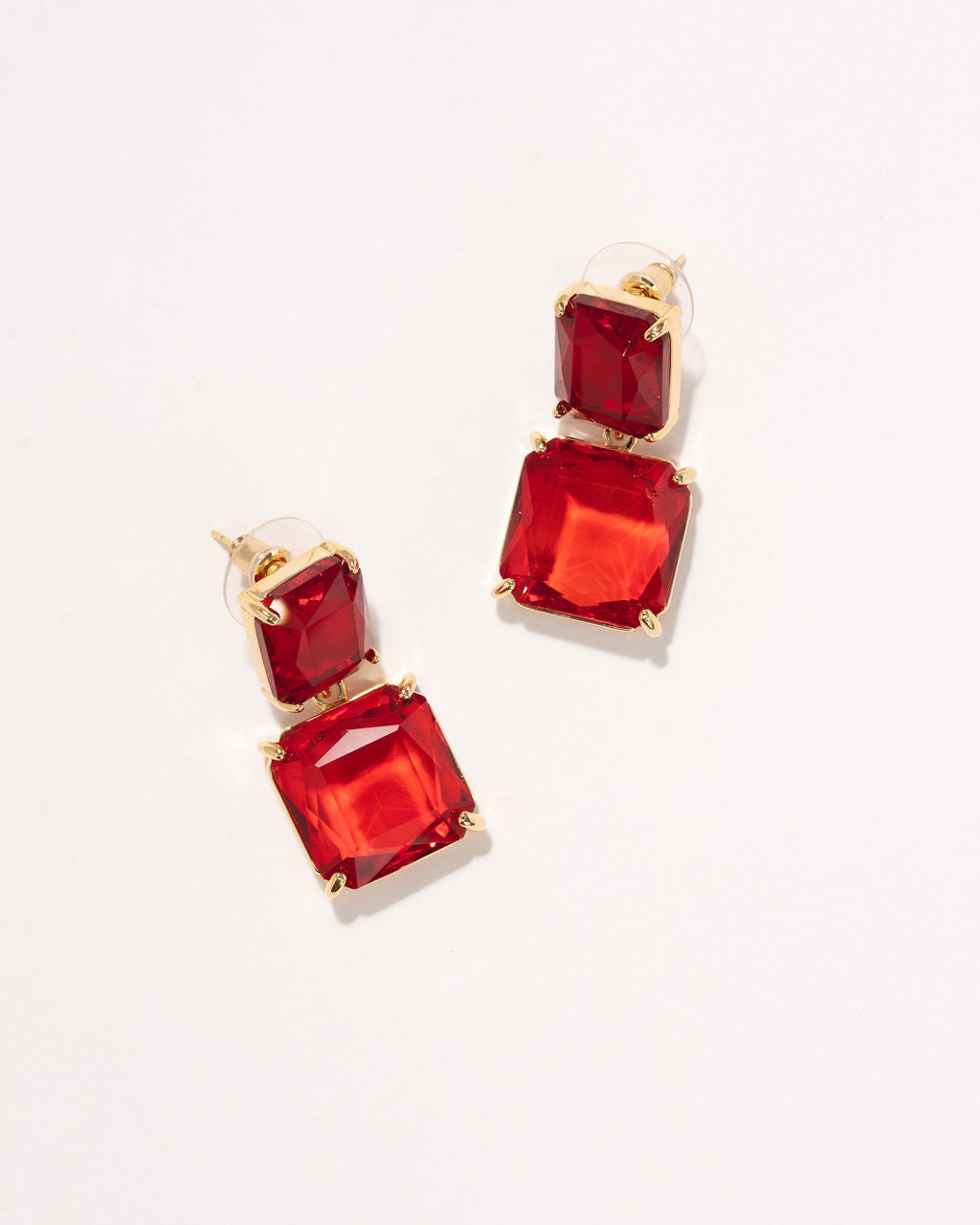 Glam Lifestyle Gem Drop Earrings - Red