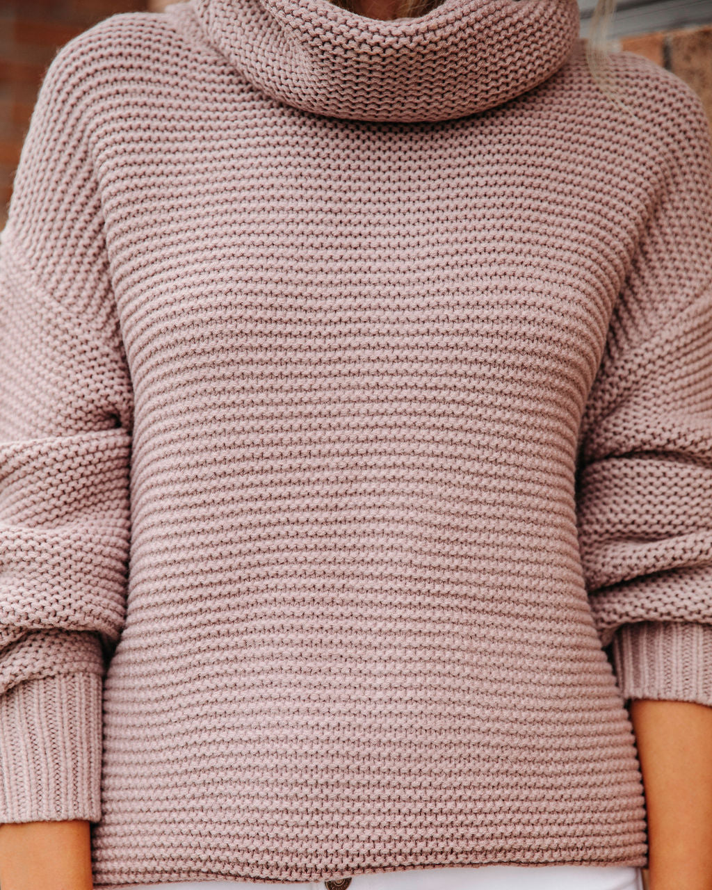 Terrance Cowl Neck Knit Sweater - Taupe - SALE