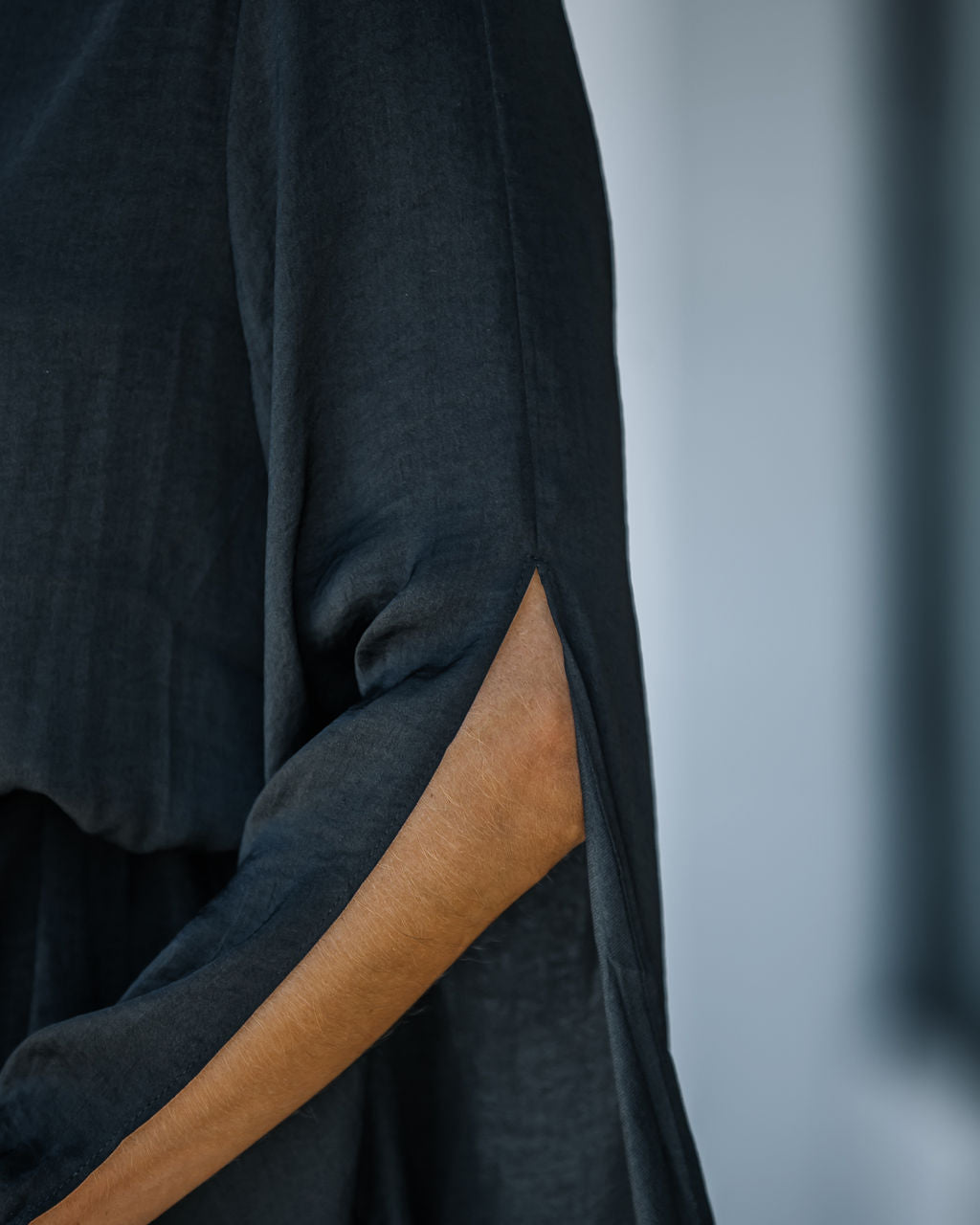 Daring Adventure Satin Kimono Dress - Black