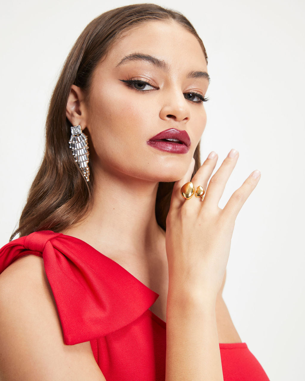 Painting The Town One Shoulder Bow Midi Dress - Red