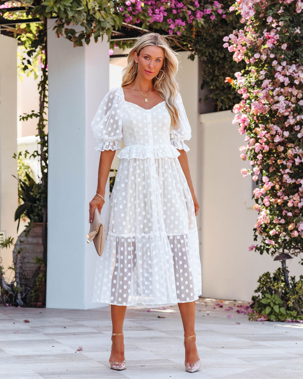 Celestina Polkadot Peplum Midi Dress - FINAL SALE