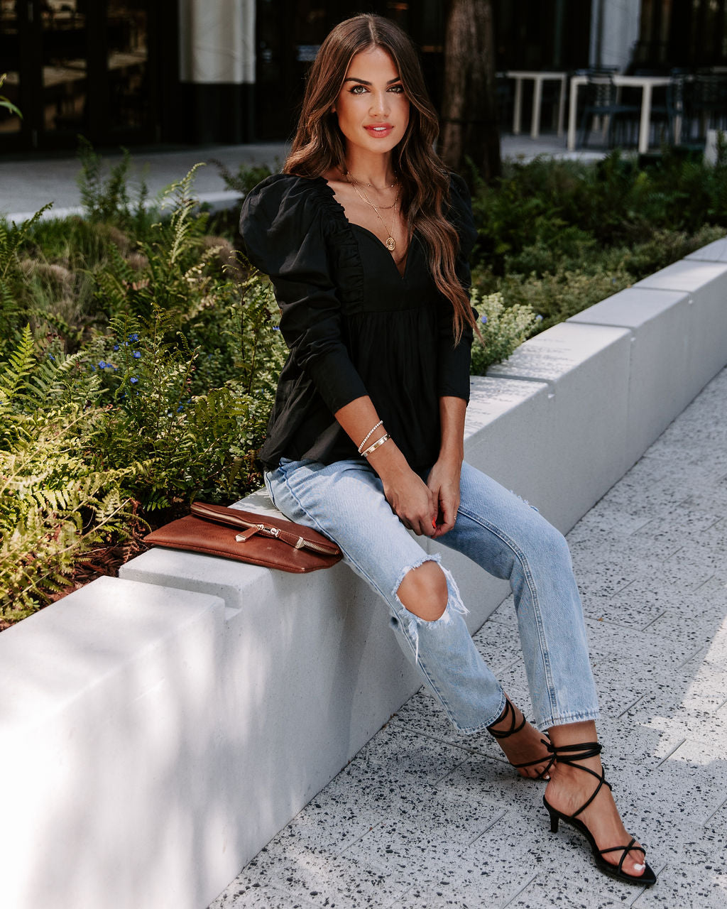 Your Royal Flyness Sweetheart Puff Sleeve Top - Black