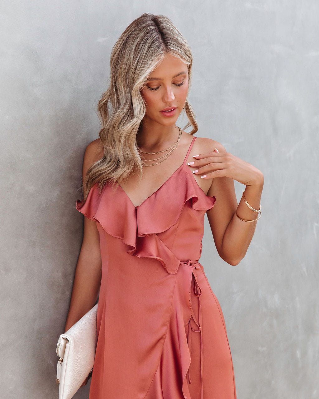 Undeniable Love Satin Ruffle Maxi Dress - Sienna - SALE