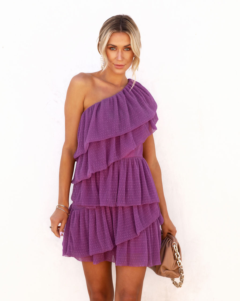 Charmed Away Tulle Tiered Mini Dress - Purple - FINAL SALE