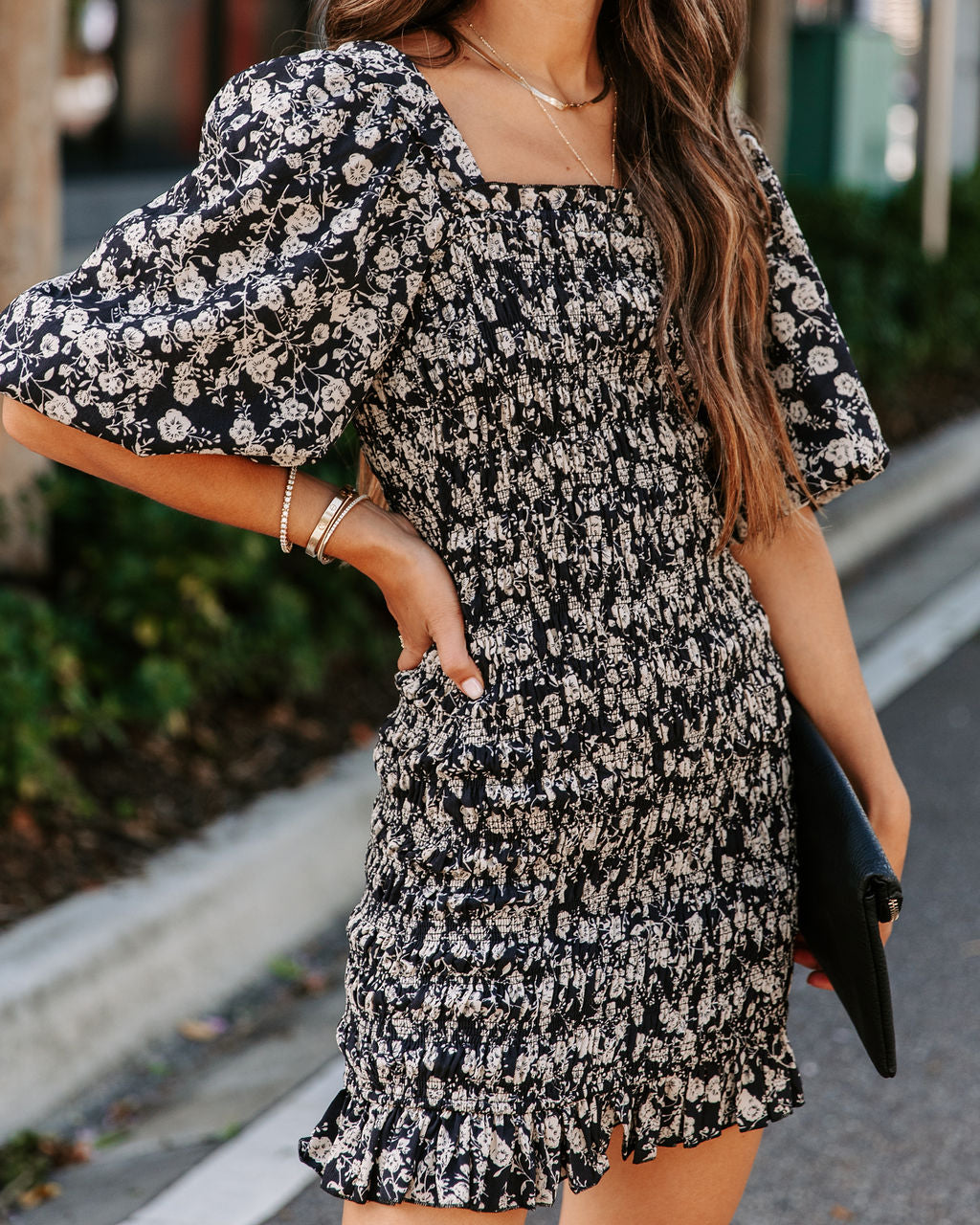 Audrey Floral Smocked Puff Sleeve Mini Dress