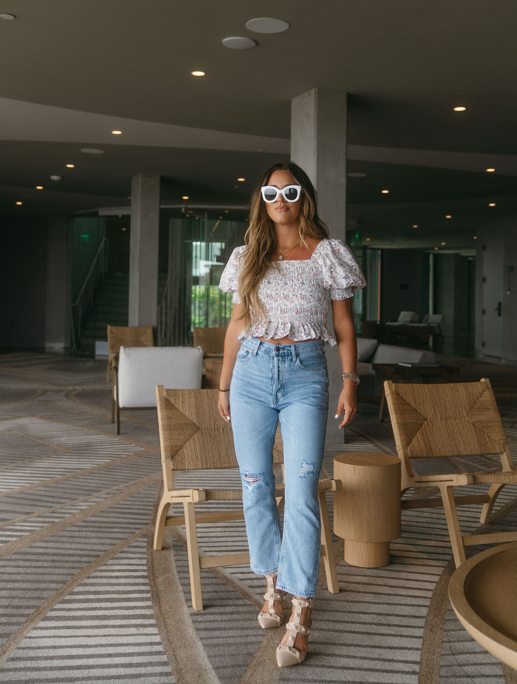 Claudia Cotton Puff Sleeve Floral Smocked Top - FINAL SALE