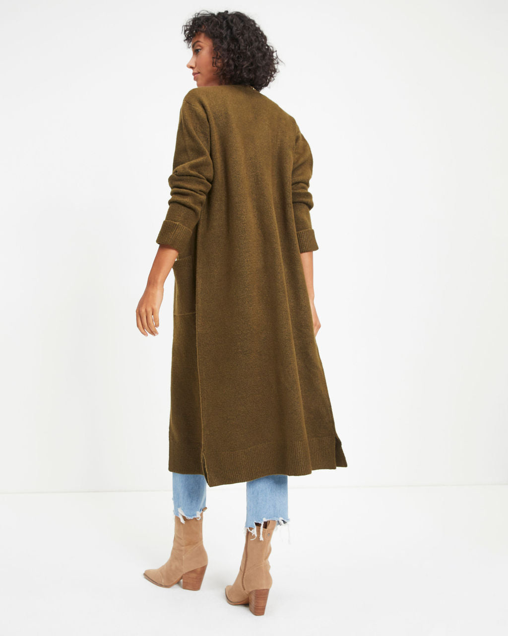 Jordynn Pocketed Knit Duster Cardigan - Dark Olive