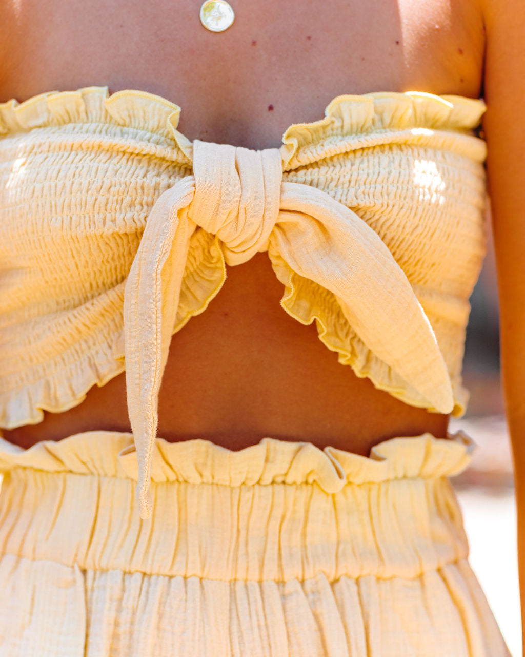 Cope Cotton Tie Front Bandeau Top - Yellow - SALE