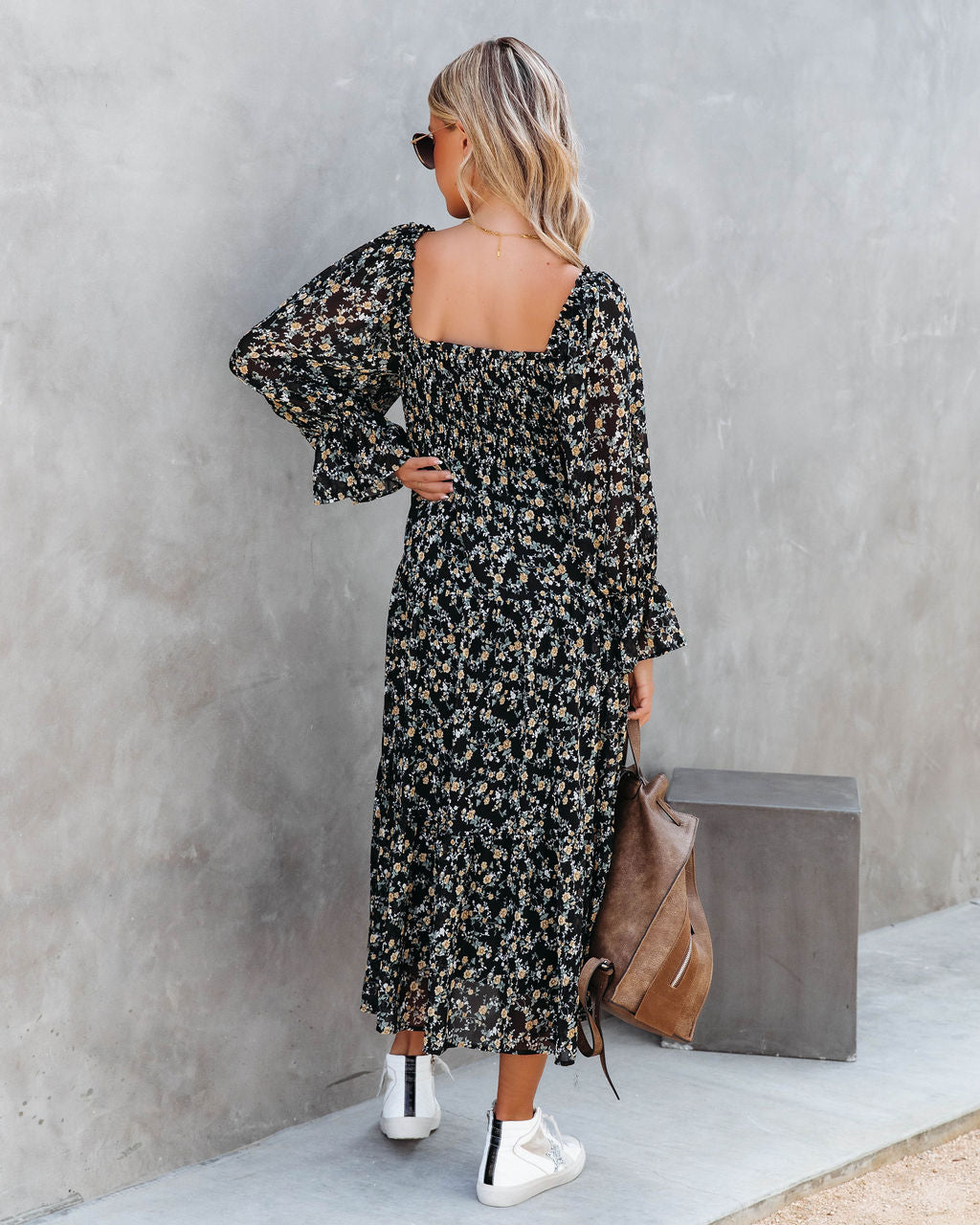 Whimsical Happenings Floral Smocked Midi Dress