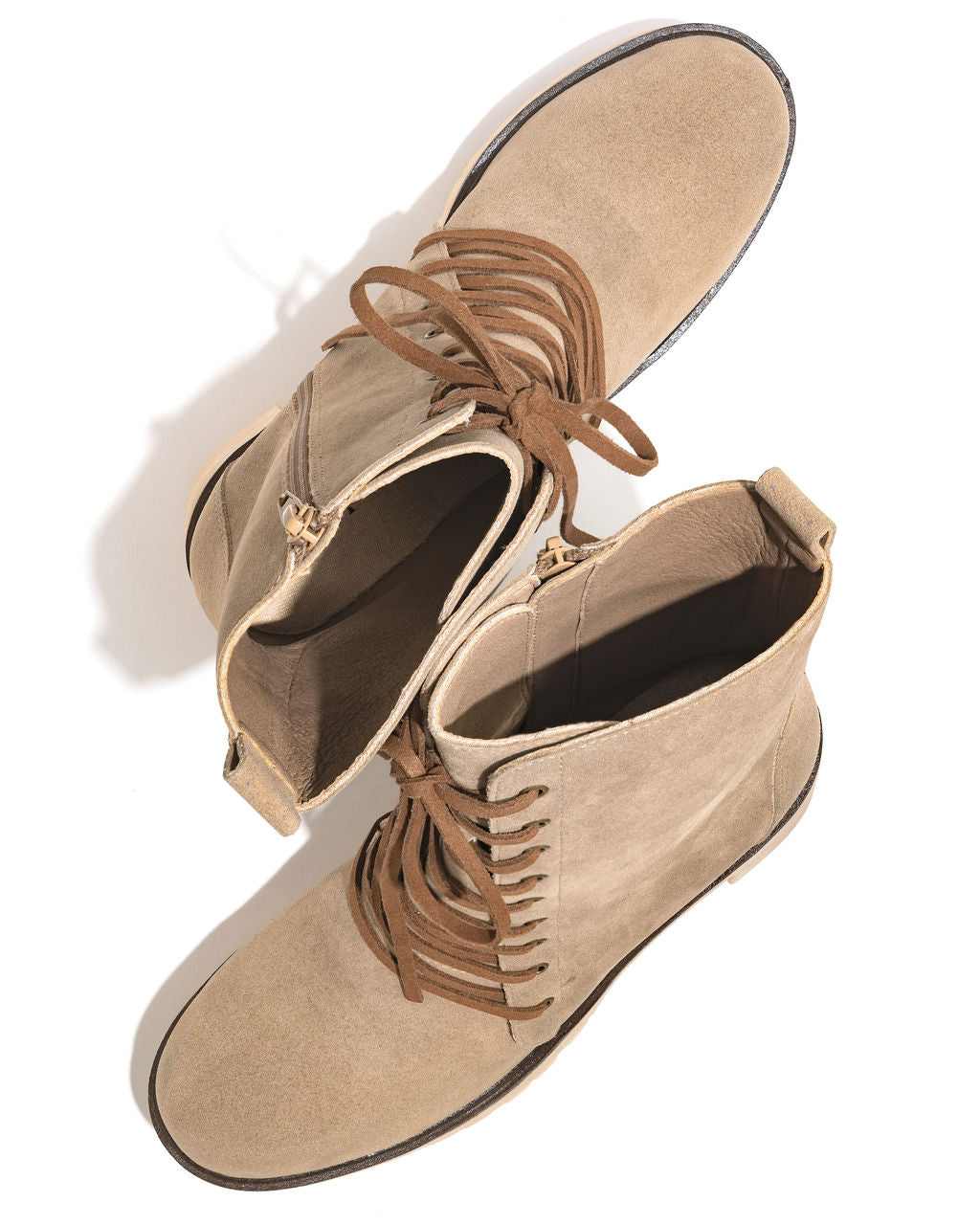 Danny Lace Up Heeled Boot - Latte