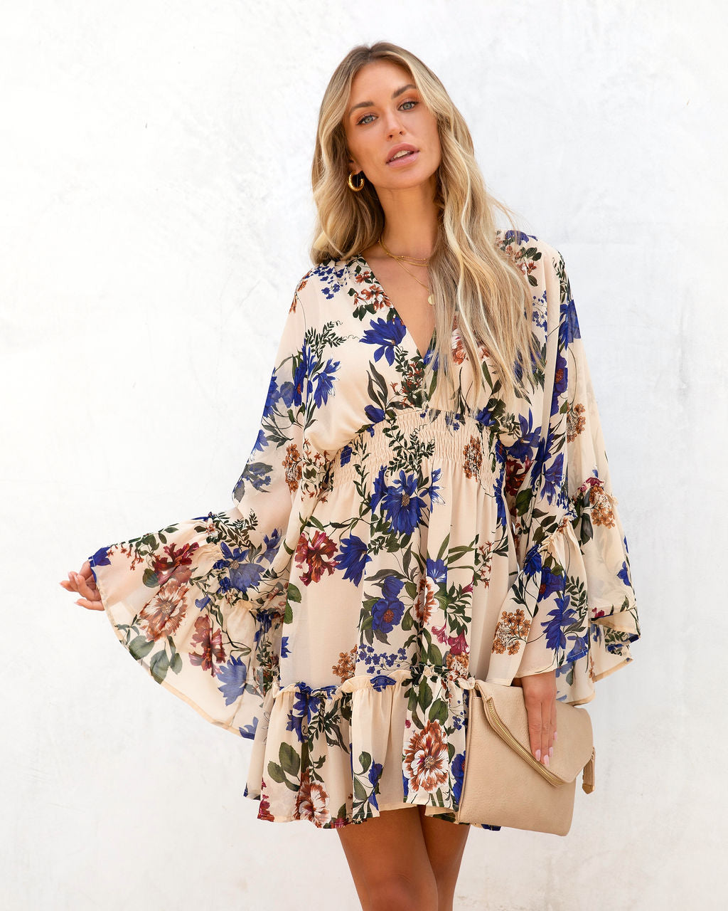 This Is Love Floral Bell Sleeve Mini Dress - SALE