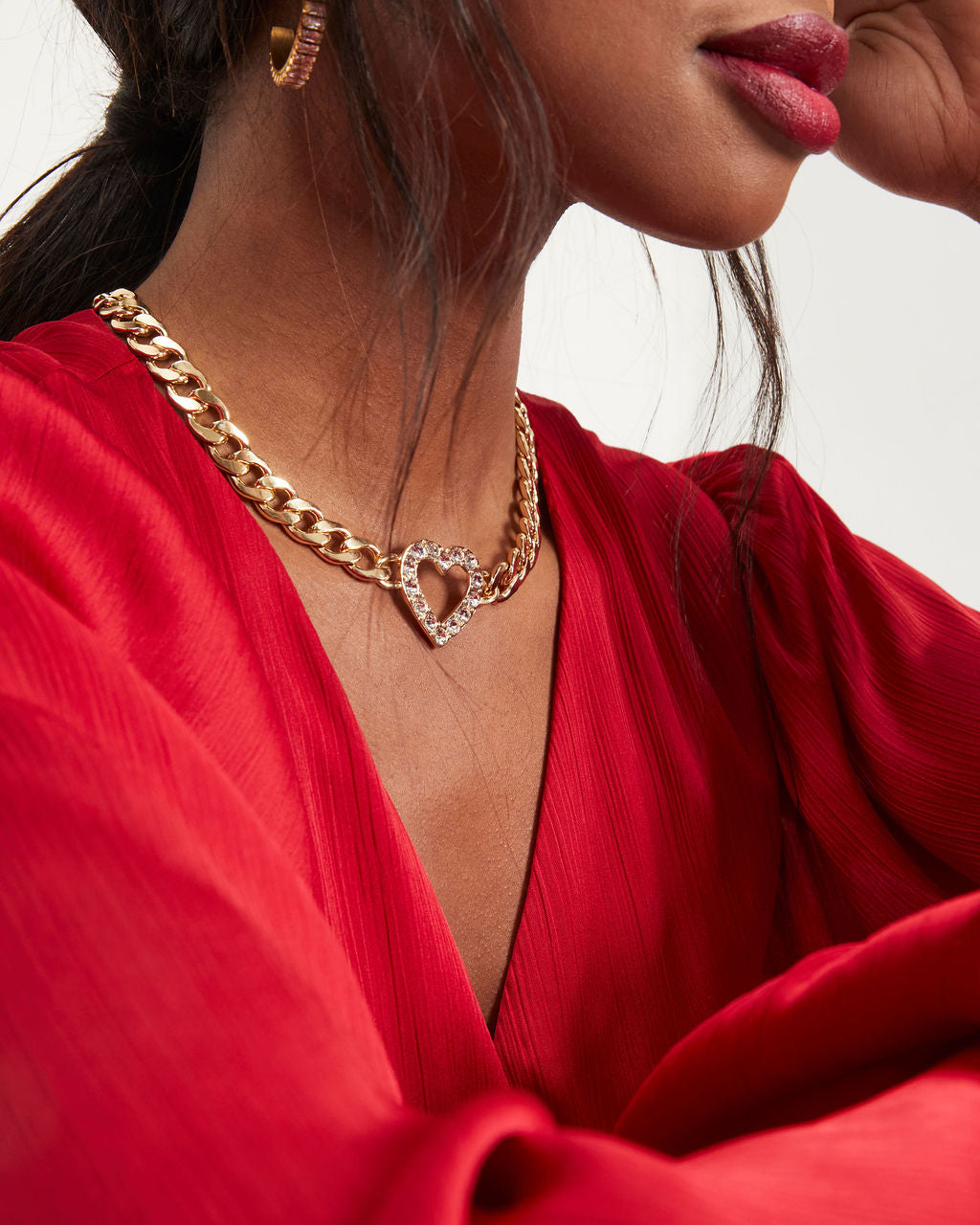 Shashi - Catherine Heart Embellished Chain Necklace - Gold