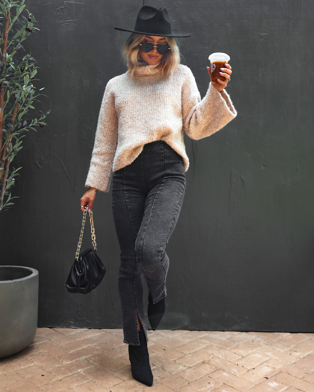 Warmest Wishes Knit Cowl Neck Bell Sleeve Sweater - Oatmeal