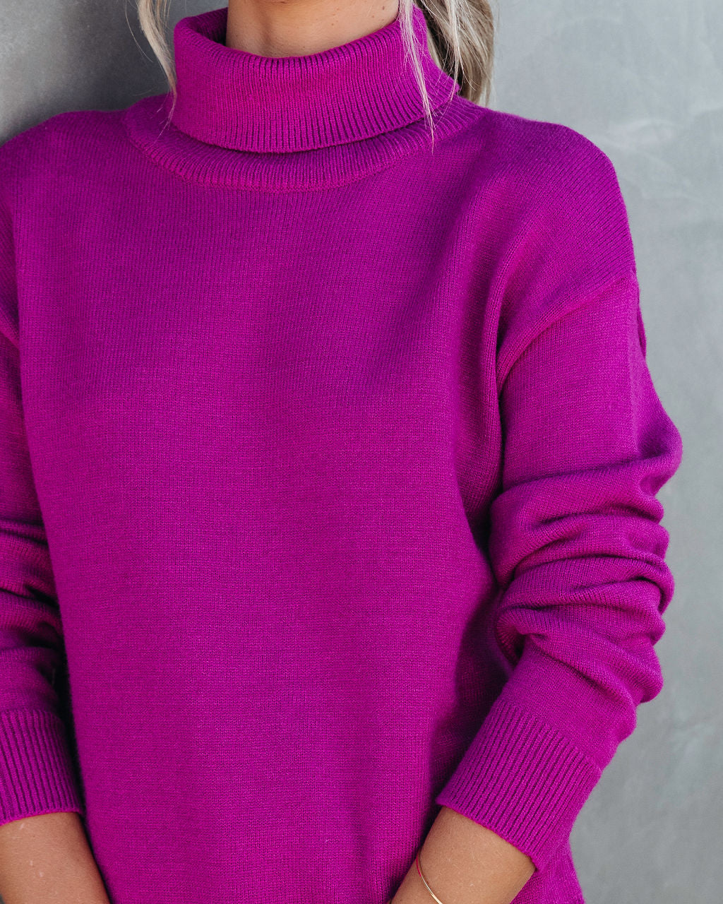 Weekday Brunch Vibes Knit Turtleneck Pullover Sweater - Orchid