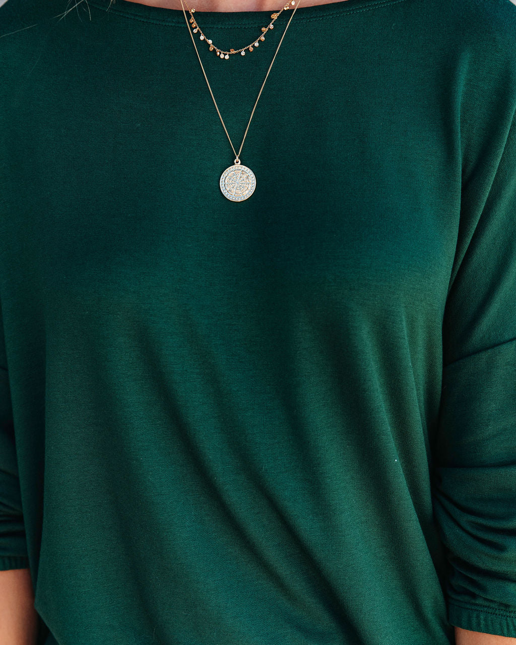 Jenna Boat Neck Long Sleeve Top - Hunter Green