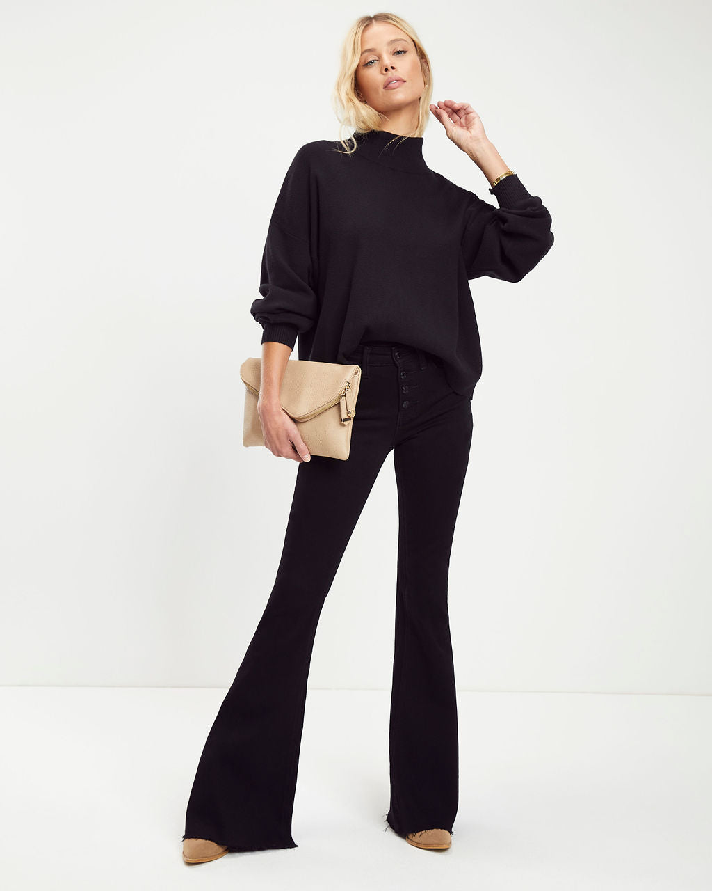 Parkin Mock Neck Knit Sweater - Black