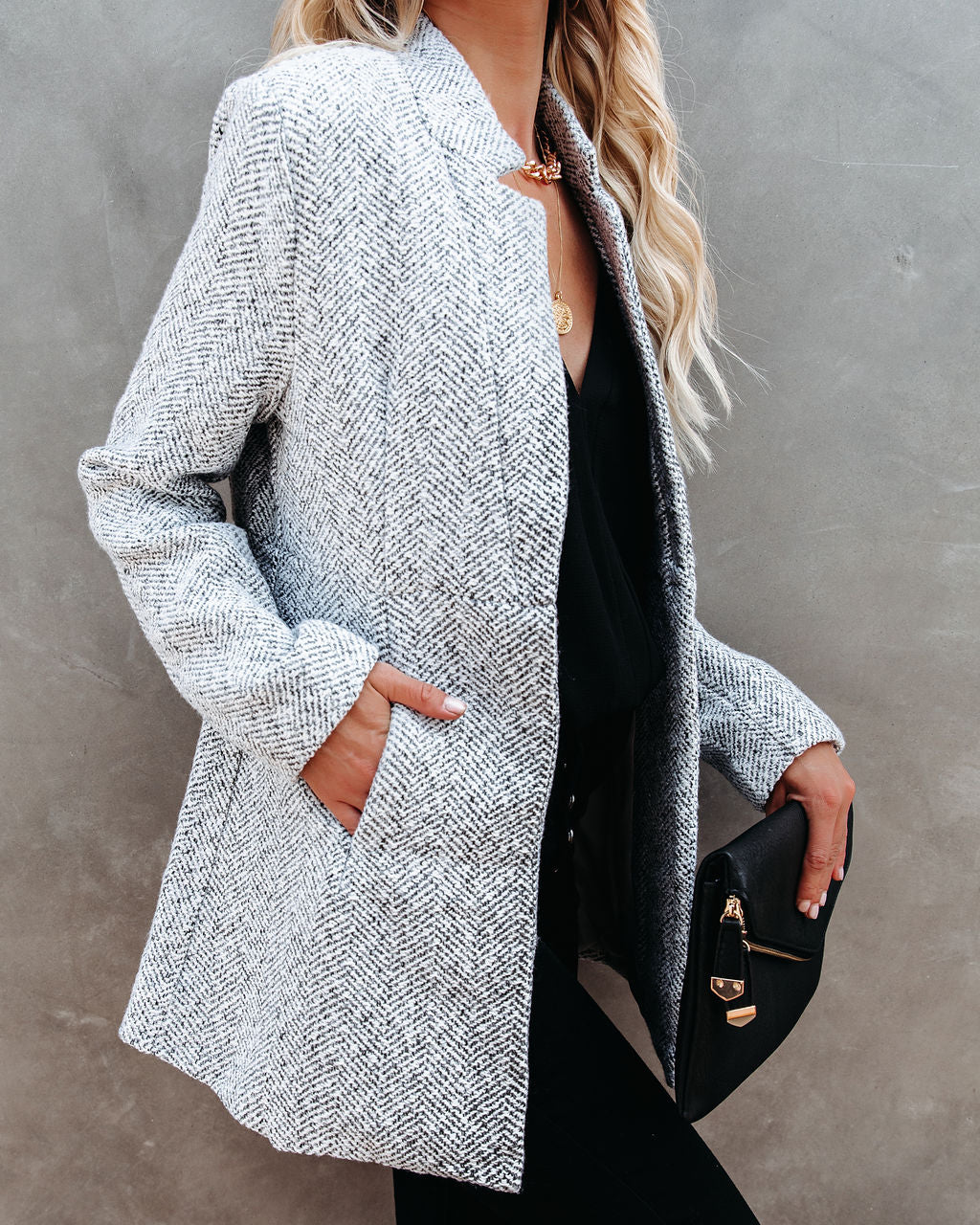 Tayshia Pocketed Coat - Heather Grey
