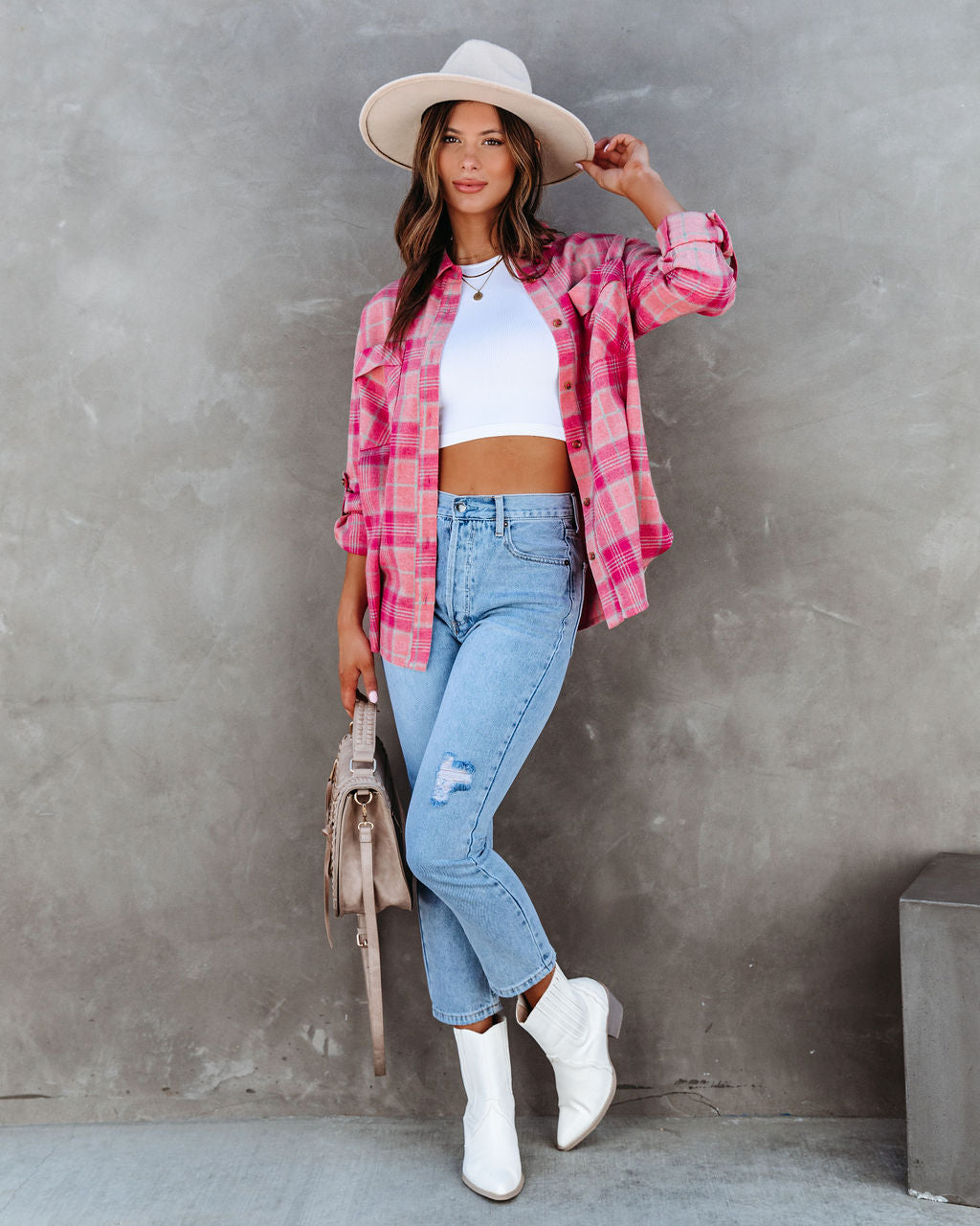 Mildred Plaid Button Down Top