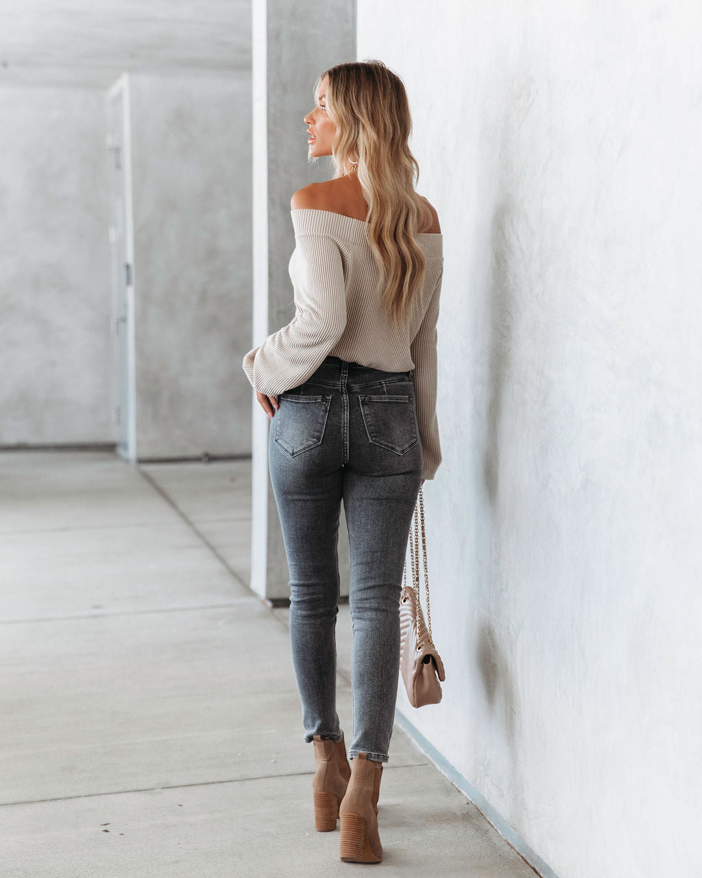 Indiana Ribbed Boat Neck Crop Top - Beige