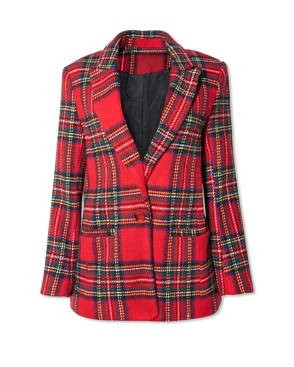 Eve Pocketed Plaid Blazer