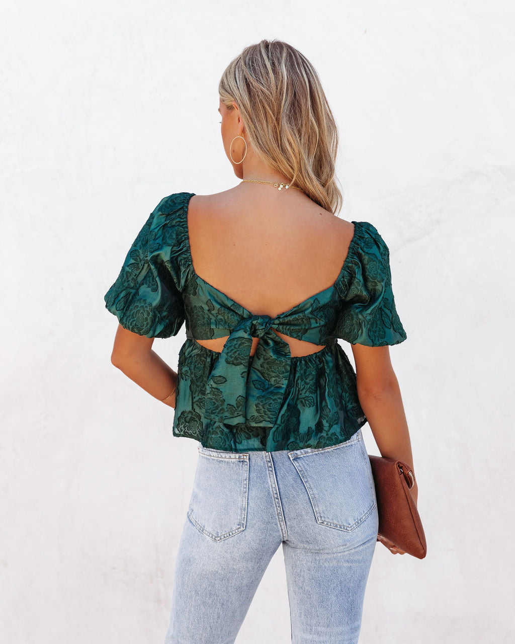 Forbidden Fruit Puff Sleeve Babydoll Top - Pine