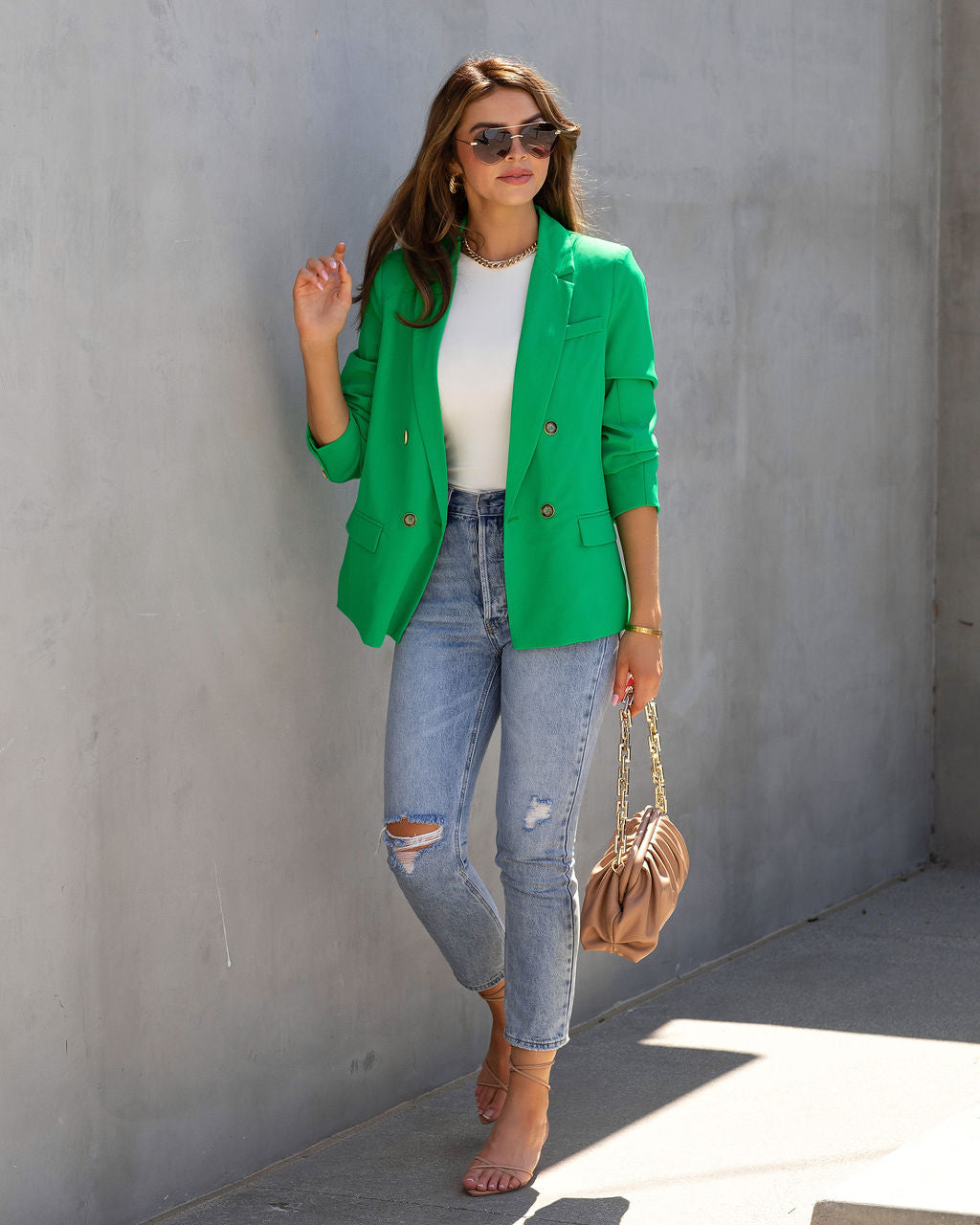 Long Shot Pocketed Blazer - Kelly Green - SALE
