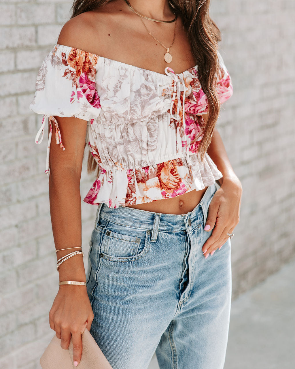 Providencia Floral Puff Sleeve Crop Top - FINAL SALE