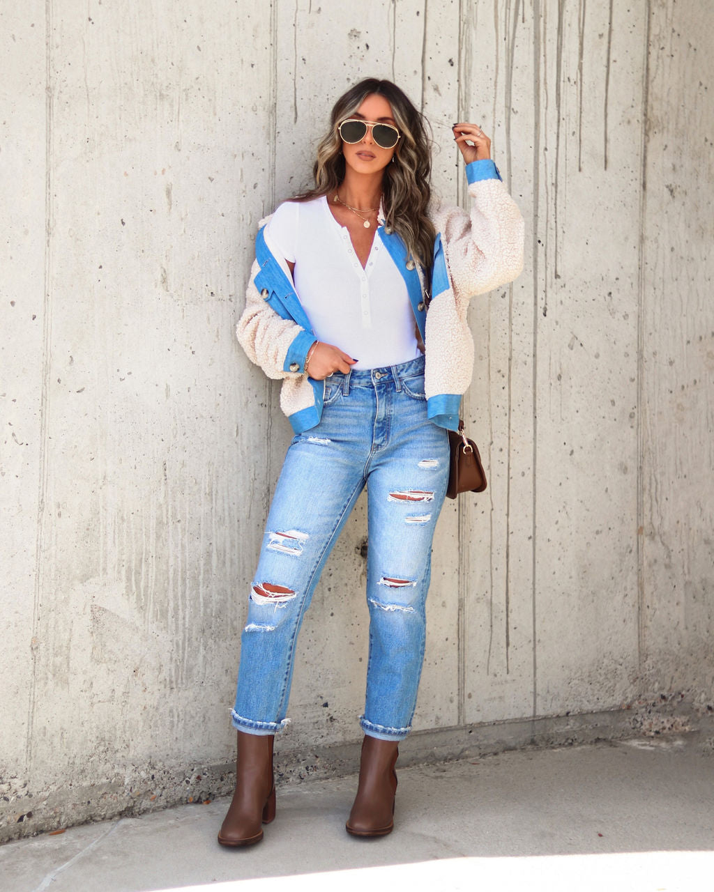 Yes Girl Pocketed Teddy Jacket - Cream