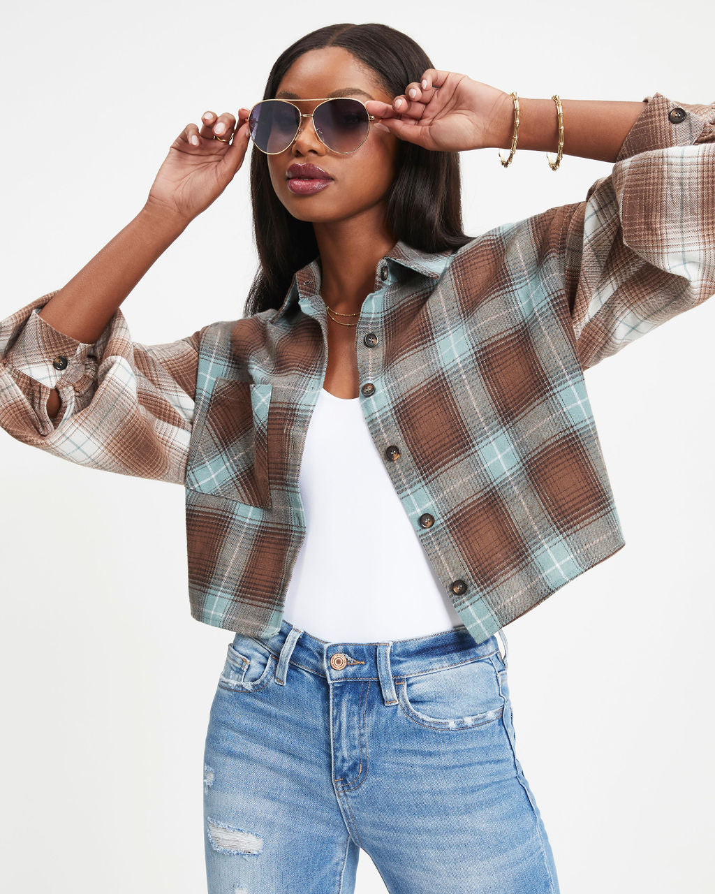 Albert Plaid Button Down Top