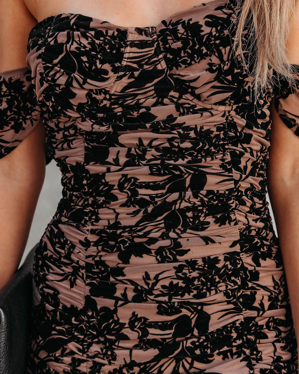 Love Somebody Floral Off The Shoulder Ruched Midi Dress