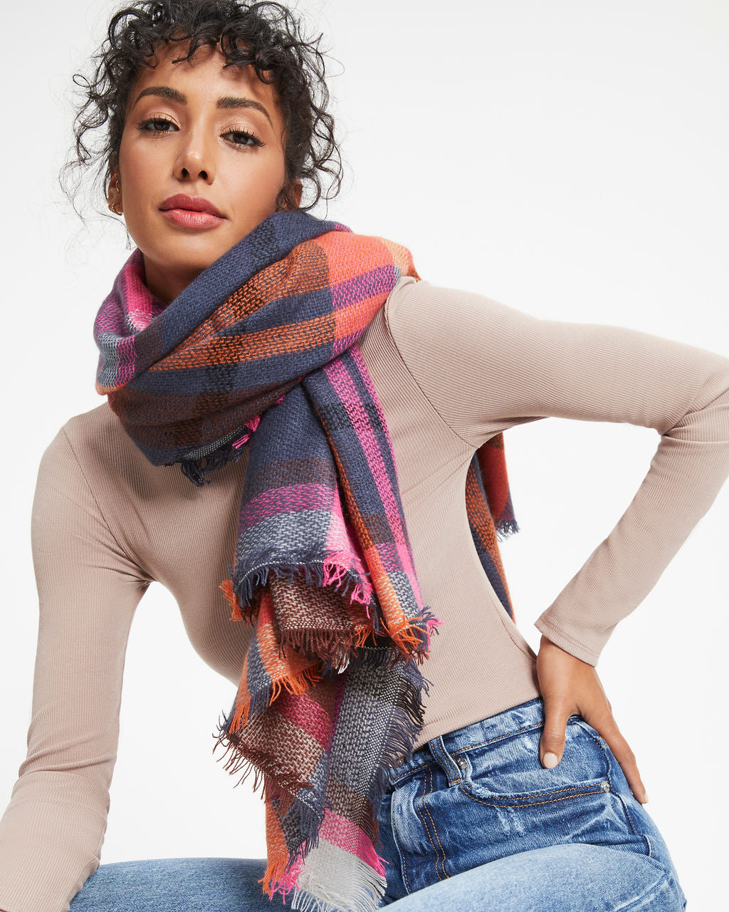 Creative Expression Plaid Blanket Scarf