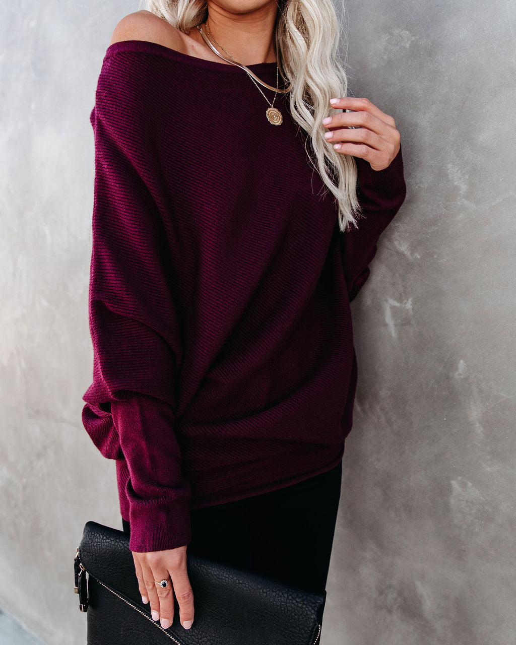 All That Ribbed Cashmere Blend Sweater - Wine