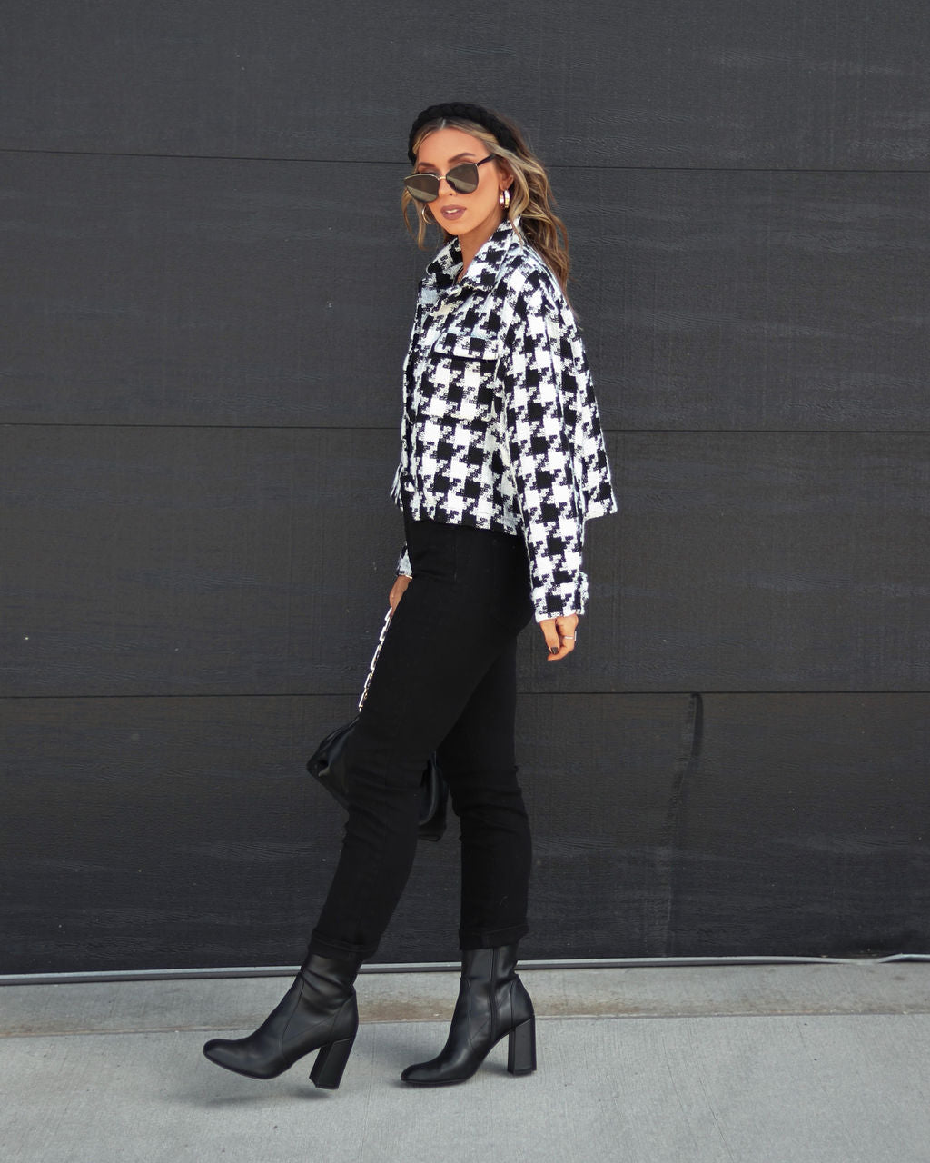 Beverly Pocketed Houndstooth Jacket